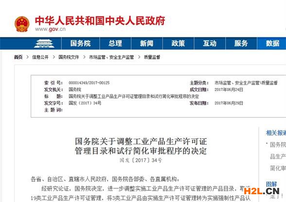 國務院對調整工業產品許可證管理決定圖片