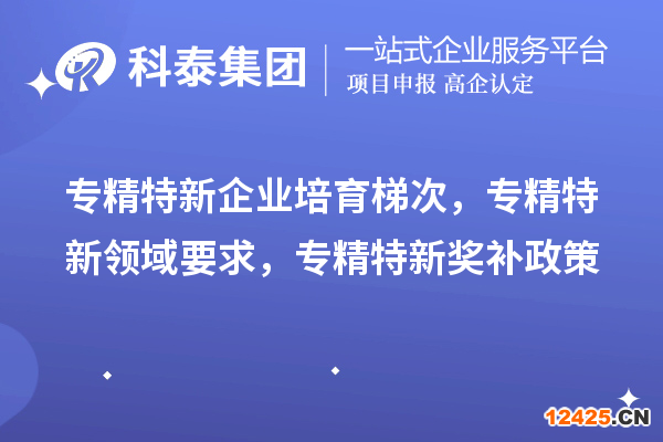 專精特新企業培育梯次，專精特新領域要求，專精特新獎補政策