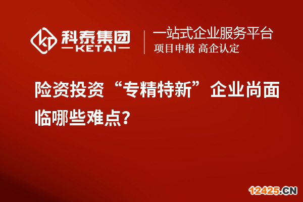 險資投資“專精特新”企業(yè)尚面臨哪些難點？