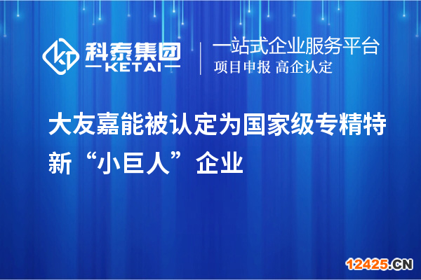 大友嘉能被認(rèn)定為國(guó)家級(jí)專精特新“小巨人”企業(yè)