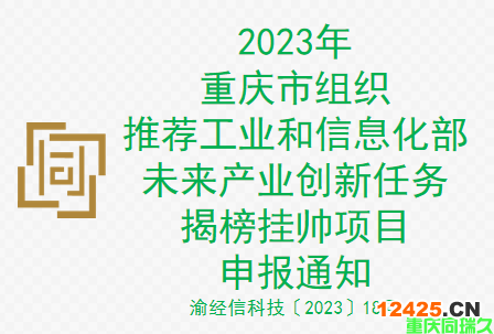 2023年重慶市組織推薦工業和信息化部未來產業創新任務揭榜掛帥項目申報通知(圖1)