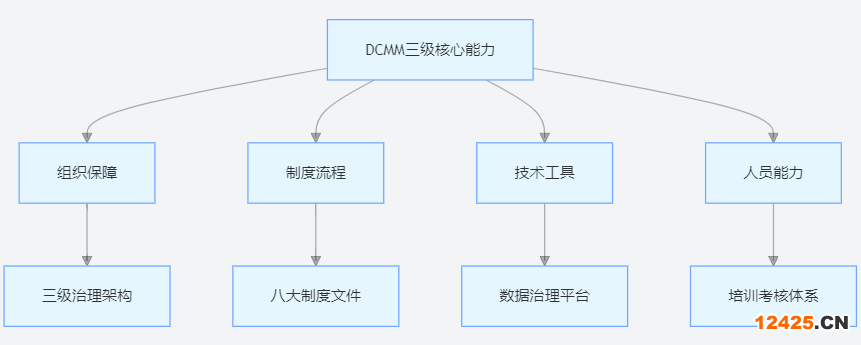 DCMM 三級(jí)穩(wěn)健級(jí)核心能力四維模型示意圖
